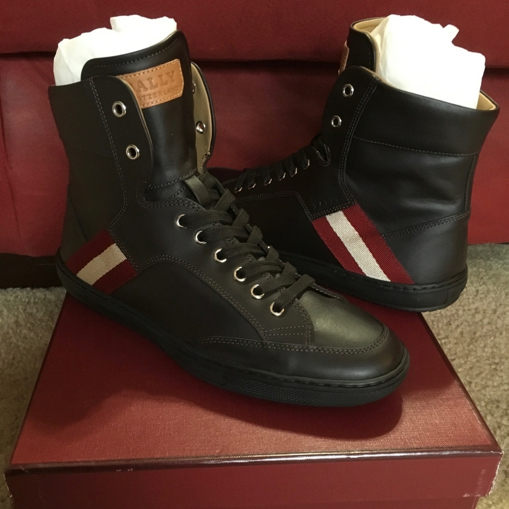 Bally chocolate high tops NIB